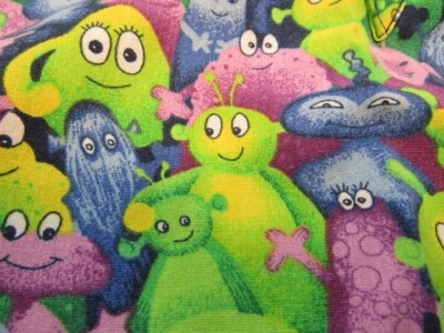 SCRUB TOP  Size 1 X   Crest Co. Different Colored Monsters Front Pocket only. - Image 1 of 4