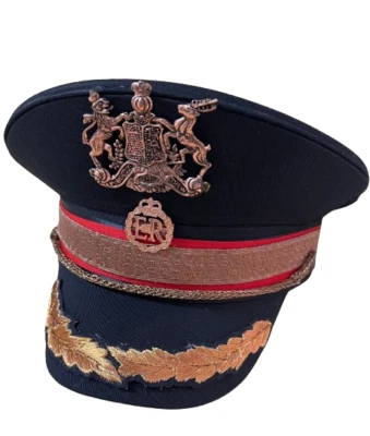 Hussar black Military hat with 2 Copper badges - Image 1 of 4