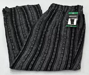 Briggs Women's Linen Blend Pull-On Pants, Black Stripe, Size XL - Picture 1 of 7