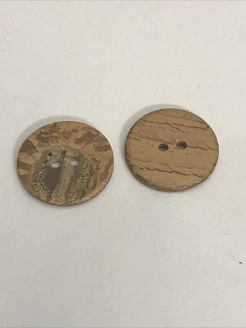 2 Vintage BUTTON Composition Bovine Bone Overlay Mottled Visible Layers 1 1/8” Cover