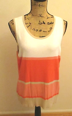 Top Josephine para mujer sin mangas, rayas naranja y beige, talla XL Foto 1 de 4