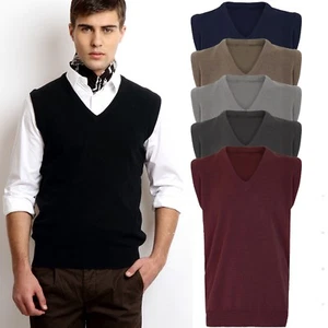 Herren Herren V-Ausschnitt ärmellos Golf Bowling Cricket Strickpullover S-5XL - Bild 1 von 9