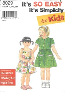 Uncut Simplicity Sewing Pattern 8029 Child's Dress and Jacket Size: 2-3-4-5-6-6X - Picture 1 of 2