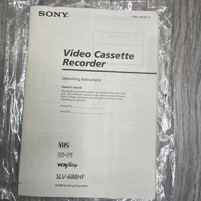 Sony Video Cassette Recorder Operating Instruction Manual for SLV-688HF VCR - Image 1 of 4