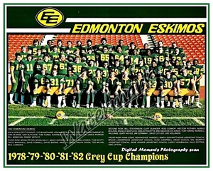 CFL 1982 Edmonton Eskimos 5 time Grey Cup Champs Team Pic Color 8 X 10 Photo - Picture 1 of 1