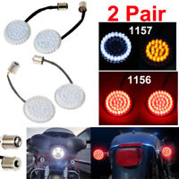 3 1/4" Flat Style 1157 Amber White&1156 Red LED Turn Signal Light Fit For Harley