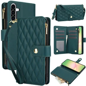 For Samsung Galaxy A56 A36 A16 5G Zipper Card Wallet Stand Case Full Body Cover - Picture 1 of 15