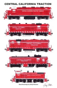 Póster de locomotoras de tracción de California Central 11"x17" firmado por Andy Fletcher - Imagen 1 de 1