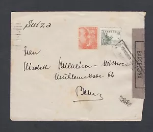 SPAIN 1940s TWO WWII CENSORED COVERS BARCELONA TO BERN SWITZERLAND - Picture 1 of 4