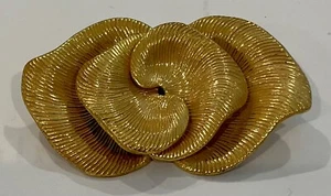MIRIAM HASKELL SIGNED GOLD FLOWER? LEAF 2.25” BROOCH/PIN - Picture 1 of 11