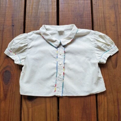 True vintage 1930's 30's little girls baby white short puff sleeve blouse top - Image 1 of 4