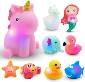 UNITSLYZ 9PCS Light Up Bath Toys for Baby, Toddler Colourful LED Unicorn Bath... - Picture 1 of 13
