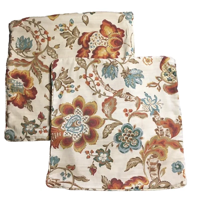 World Market Pillow Shams Euro 18 inches square Set of 2 Cotton Floral Zipper - Image 1 of 4