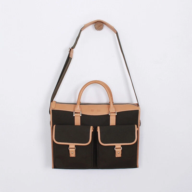 Miim Lucas Maletín Caqui para Portátiles 15" Cuero Borde Boutique Moda Bolso Foto 1 de 4