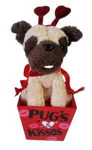 PUGS & KISSES Animal Box Valentine's Day Gift NEW Plush Stuffed Gift Set Dog - Picture 1 of 9