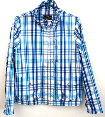Chaqueta Ralph Lauren Active Mujer M Azul Bolsillos a Cuadros Cremallera Completa Forrada Golf Preppy Foto 1 de 4