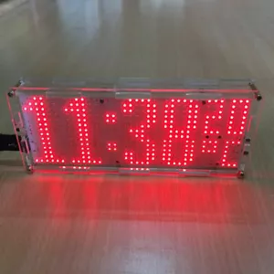 DIY Kit LED Dot Matrix Clock SMD Kit Teile C51MCU w / Acrylbox Temperatur Rot - Bild 1 von 9