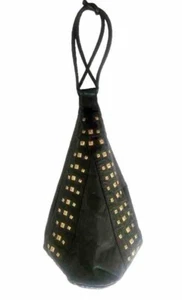❤️ Vtg Leather Studded Huge Bag Glam Rock Purse Avant-garde Funky - Picture 1 of 10