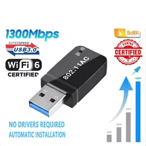 1300Mbps USB3.0 Wireless WiFi Adapter Dongle Dual Band 5G/2.4G Desktop Laptop - Picture 1 of 7