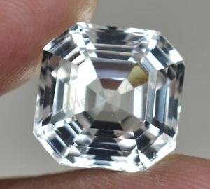 13.60 Ct Natural White Colorless Goshenite Asscher Flawless Certified Gemstone - Picture 1 of 7