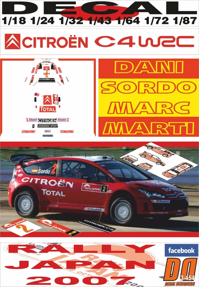 DECAL CITROEN C4 WRC DANI SORDO R.JAPAN 2007 2nd (08) - Image 1 of 1