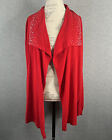 Ruby Rd Sweater Womens 2X Cardigan Open Front Beaded Collar Long Sleeve Plus Top
