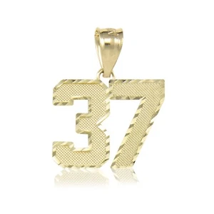 10K Yellow Gold Custom Two Digit Number Pendant 10-99 - Dia Cut Necklace Charm - Picture 1 of 3