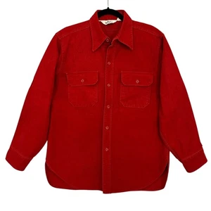Woolrich Vintage Red Chamois Shirt Men's L Workwear Outdoor Chore Hiking 1970s - Picture 1 of 11