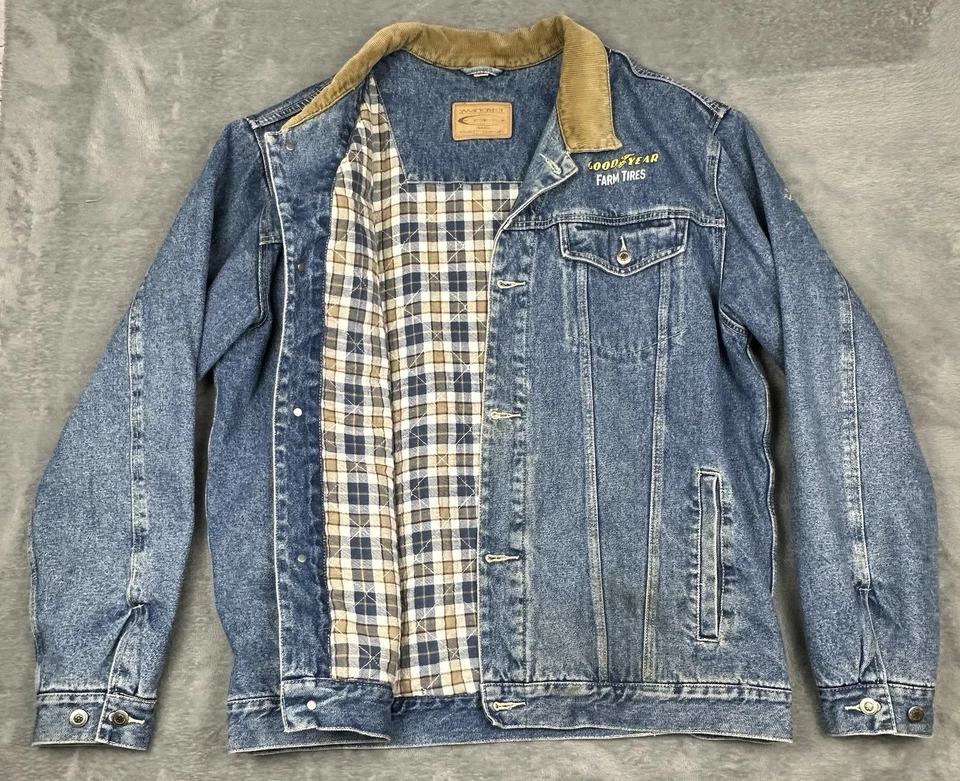 Chaqueta de Camionero Swingster De Colección Para Hombres XLT Azul Denim Franela Forrada Cuello de Pana Foto 1 de 4