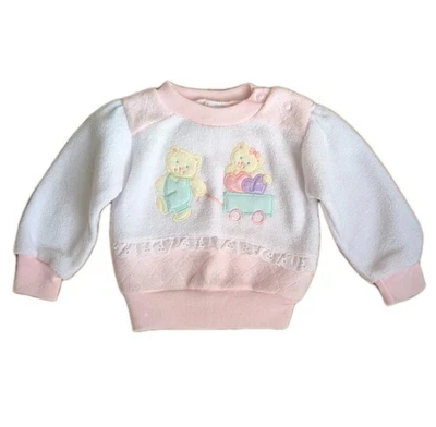 Suéter de Colección Polar Bebé Niña Rosa Volantes Apliques de Peluche Bordado Pastel 6-9M Foto 1 de 4