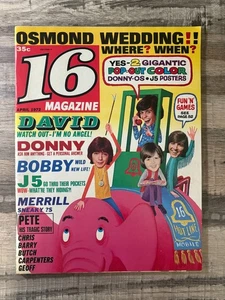 S  APRIL 1972 - 16 SIXTEEN Teen Magazine DONNY OSMOND, DAVID CASSIDY J5 Photos & - Picture 1 of 4
