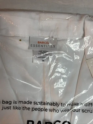 NWT Barco Essential Made To Matter Long Unisex 4 Pocket Lab Coat Sz 38 White - Image 1 of 4