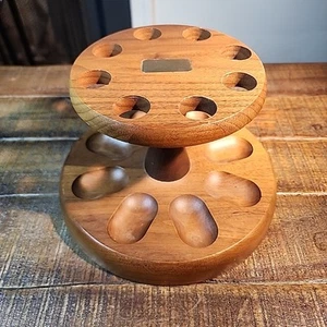 Portapipa tabacco vintage Deco Decatur 8 fessure legno massello vero noce - Foto 1 di 8