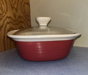 Cazuela cuadrada de 9 pulgadas roja ladrillo CORNING WARE ETCH plato para servir para hornear - Imagen 1 de 6