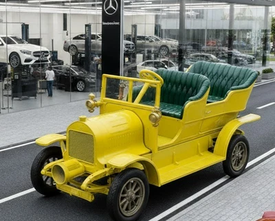 Modelos de antaño Y-16/1; Spyker Tourer 1904; amarillo pálido, llantas divididas. Foto 1 de 4