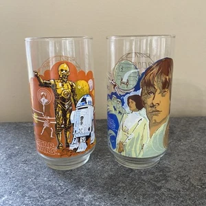 Vintage 1977 Star Wars Glasses- Coca Cola/ Burger King- Set Of 2 - Picture 1 of 8