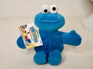 Gorro de peluche Sesame Street Beans Cookie Monster 8" Jim Henson Tyco 1997 con etiquetas - Imagen 1 de 6