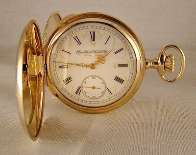 RELOJ BOLSILLO ELGIN 115 AÑOS CAJA CAZADOR LLENA ORO 10k esfera elegante 16s Foto 1 de 4