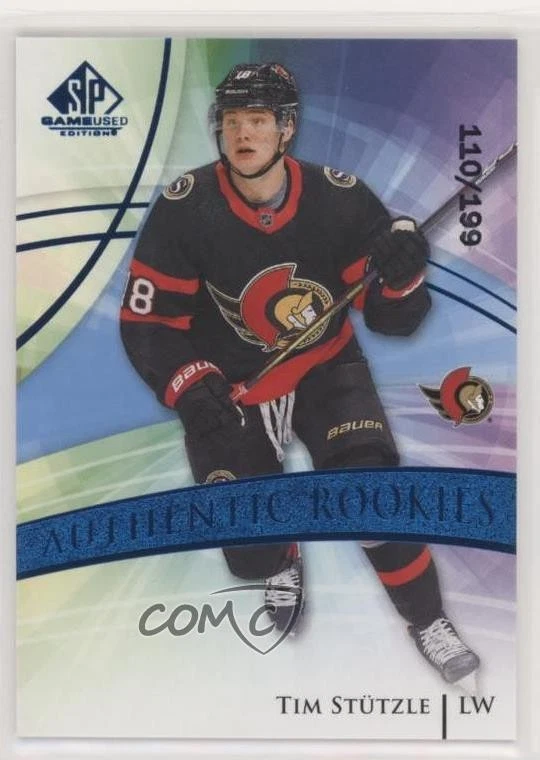 2020 SP Game Used Authentic Rookies Blue Burst /199 Tim Stutzle #160 Rookie RC - Image 1 of 2