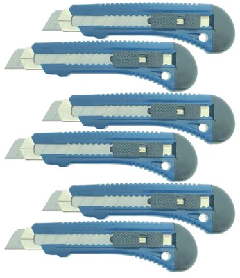 6 x Maler-Cuttermesser 18mm flache Handwerkerausführung blau Teppichmesser  - Bild 1 von 4