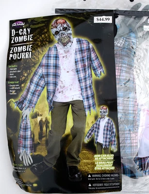 Disfraz de Halloween Zombie D-CAY 3 PIEZAS, Camisa Niño Talla M (8-10), Brazo Falso, Máscara Foto 1 de 4