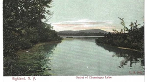 Outlet at Cheautegay Lake, Highland, NY 1900's unused postcard - Picture 1 of 2