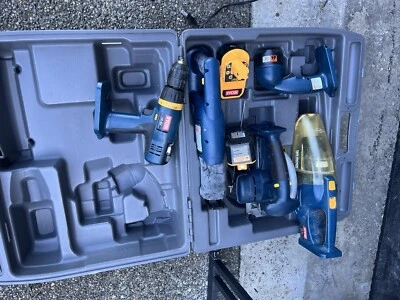 Ryobi 18v Power Tool Set & Case Circ/Recipro Saws Light Vac Drill - Image 1 of 4