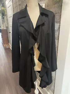 Cable & Gauge Open Cardigan Sweater Black Women’s Size Med. Scallop Trim - Picture 1 of 9