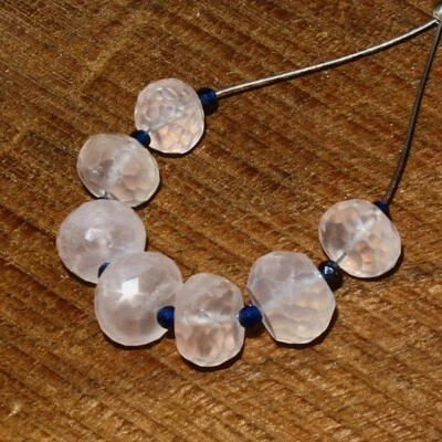 Rose Quartz Faceted Rondelle Beads Briolette Natural Loose Gemstone Jewelry - Image 1 of 3
