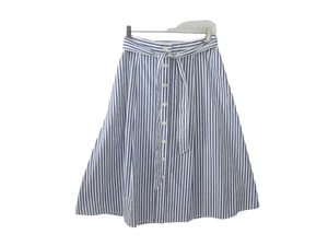 Nuevo Talbots Mujer 8 Azul Blanco Rayas Línea A Falda Botón Faja Frontal Nuevo con Etiquetas $109 - Imagen 1 de 14