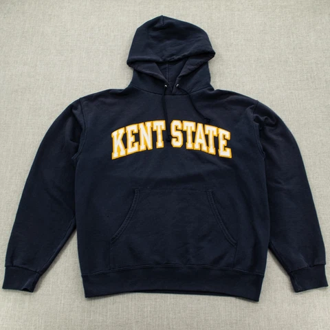 Champion Mens Hoodie Sweatshirt Long Sleeve Logo Kent State Navy Blue Size M Cover