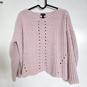 ART CLASS Dusty Pink Oversized Chunky Cropped Open Knit Sweater 10/12 - Picture 1 of 4