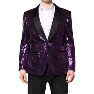 DOLCE & GABBANA Jacket Purple SICILIA Sequin Embellish Coat IT50/US40/L 4130usd - Picture 1 of 7