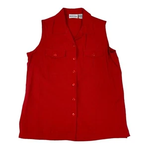Blusa Apparenza Top Mujer Mediana Roja Sin Mangas Bolsillos Abotonados Informal - Imagen 1 de 7